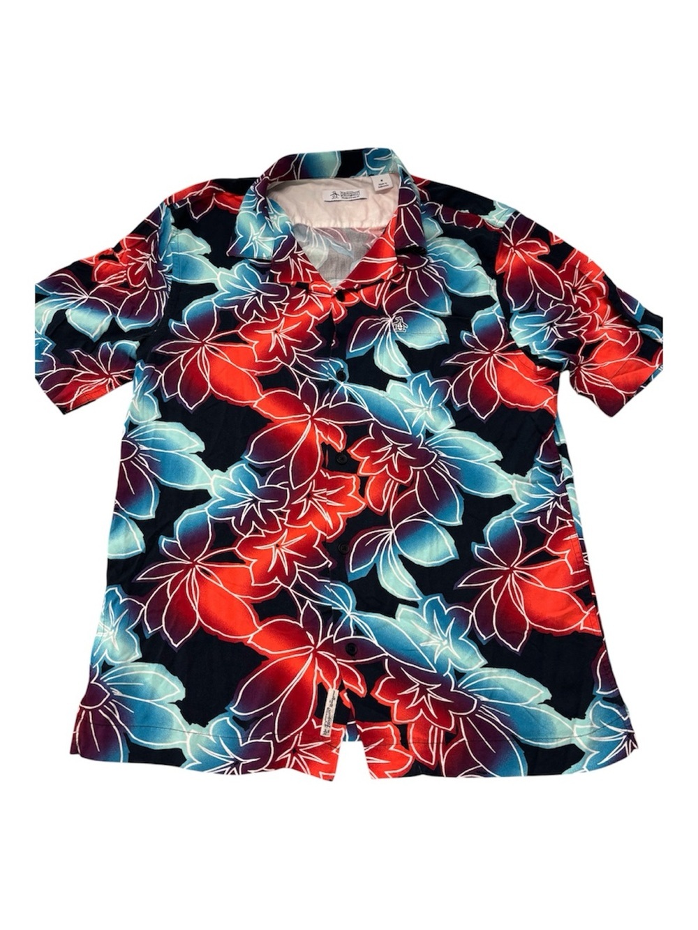 Original Penguin Floral Hawaiian Camp Shirt Men’s Medium Button Up Short Sleeve